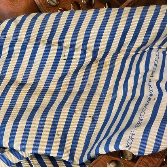 Vtg. Rebecca Minkoff Brown Studded Leather Shoulder Hobo Weekender Tote Bag - Picture 10 of 12